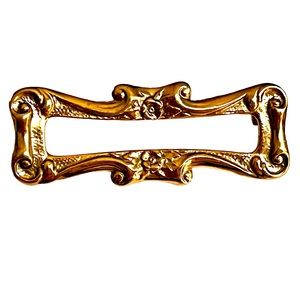 Vintage 10k Gold Floral Bar Frame Brooch